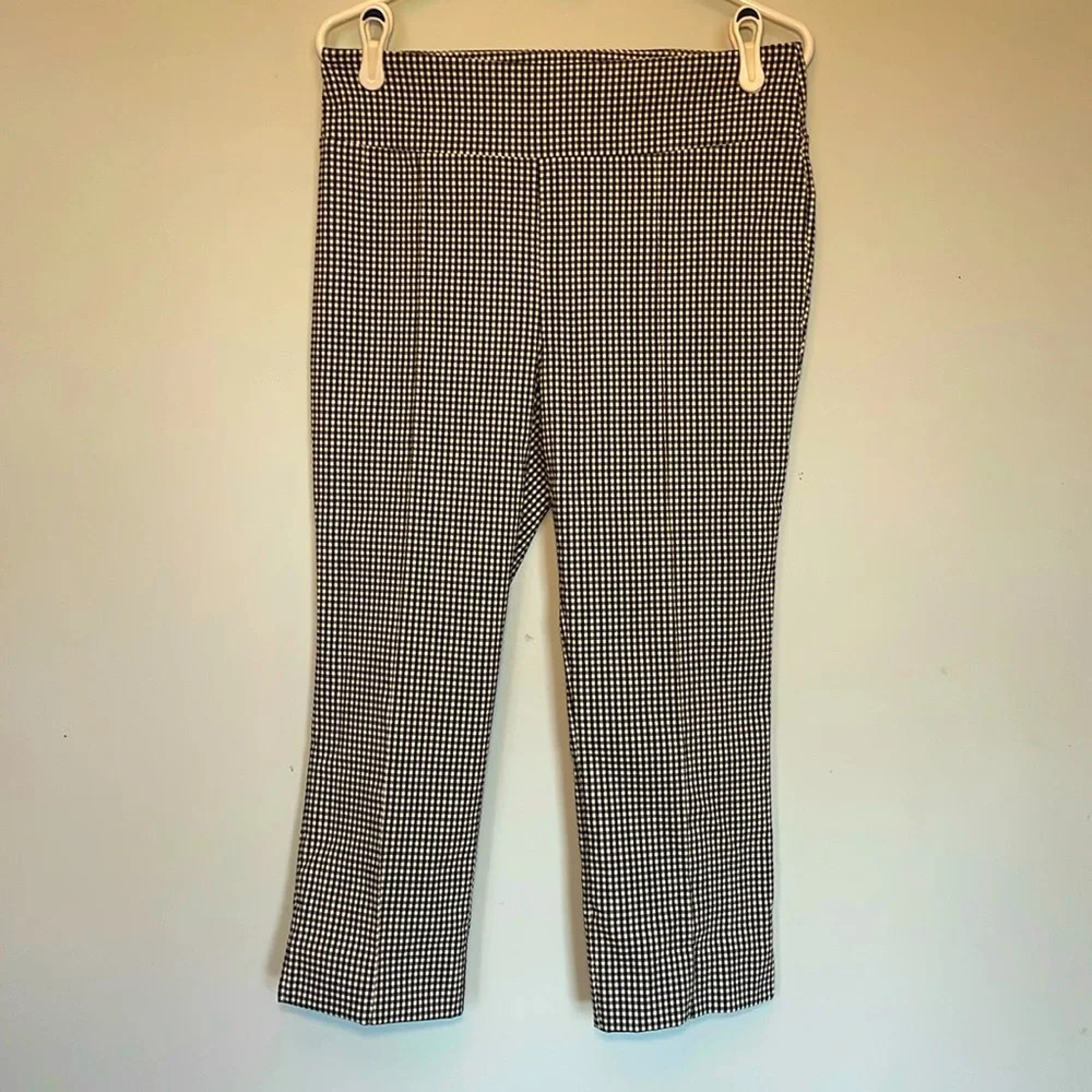 Jules and Leopold women’s size M cropped gingham pants pull on stretch B&W